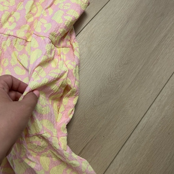 SHOW ME YOUR MUMU Caroline Mini tiered Dress Medium Lemonade Cheetah yellow pink - Picture 7 of 8